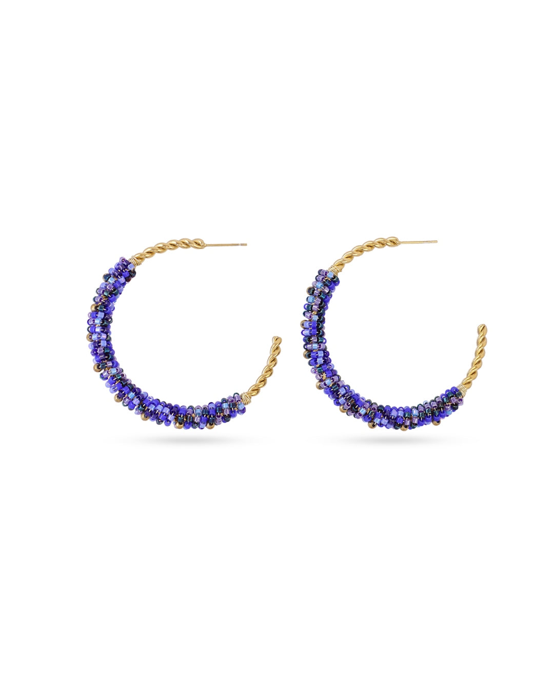 Steel Large Beaded Hoop Earrings | Anartxy