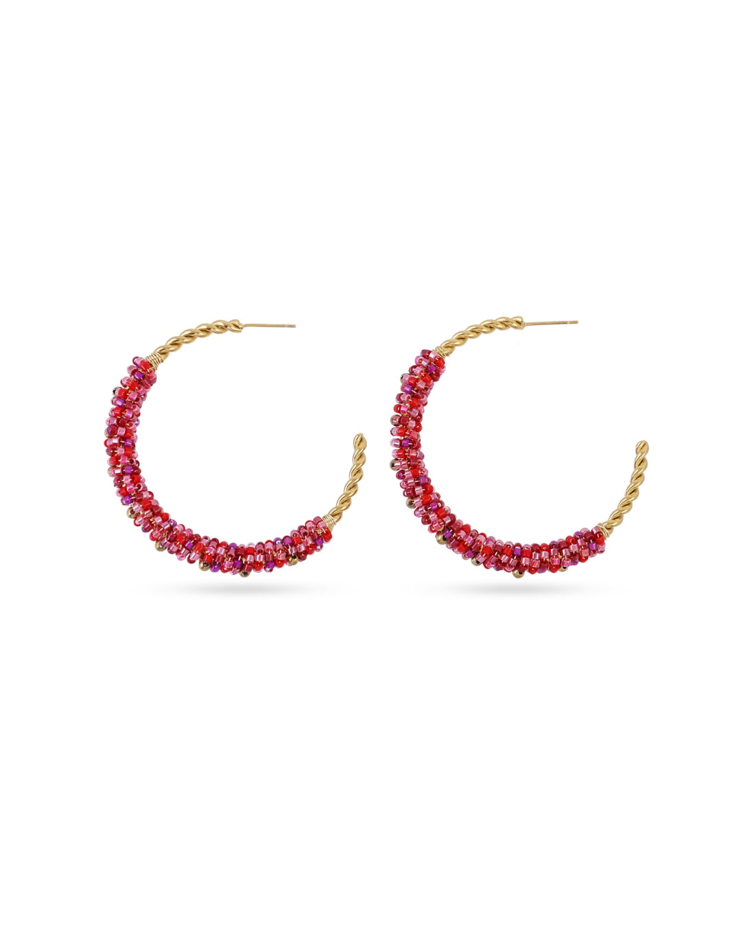 Steel Large Beaded Hoop Earrings | Anartxy