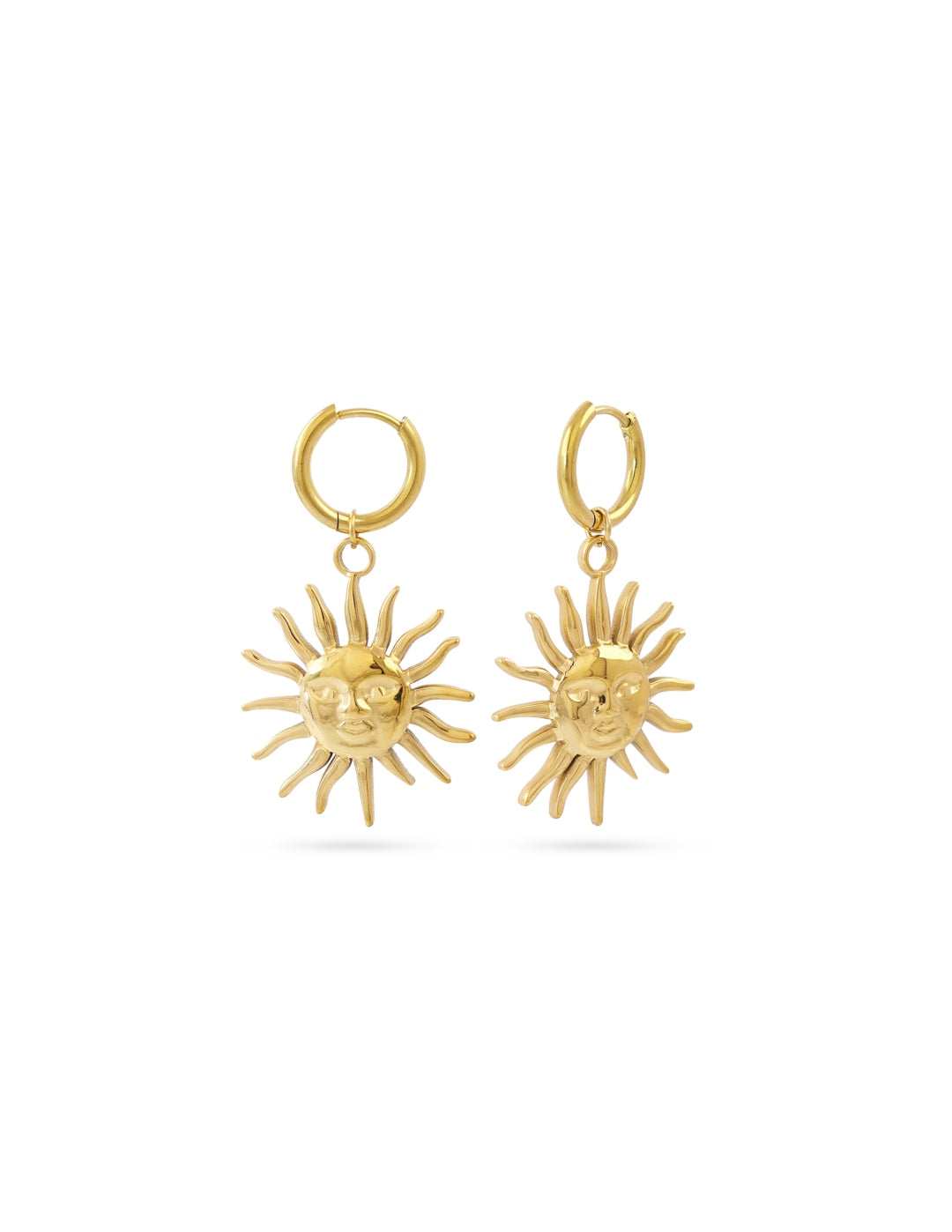 Steel Large Sun Charm Earrings | Anartxy