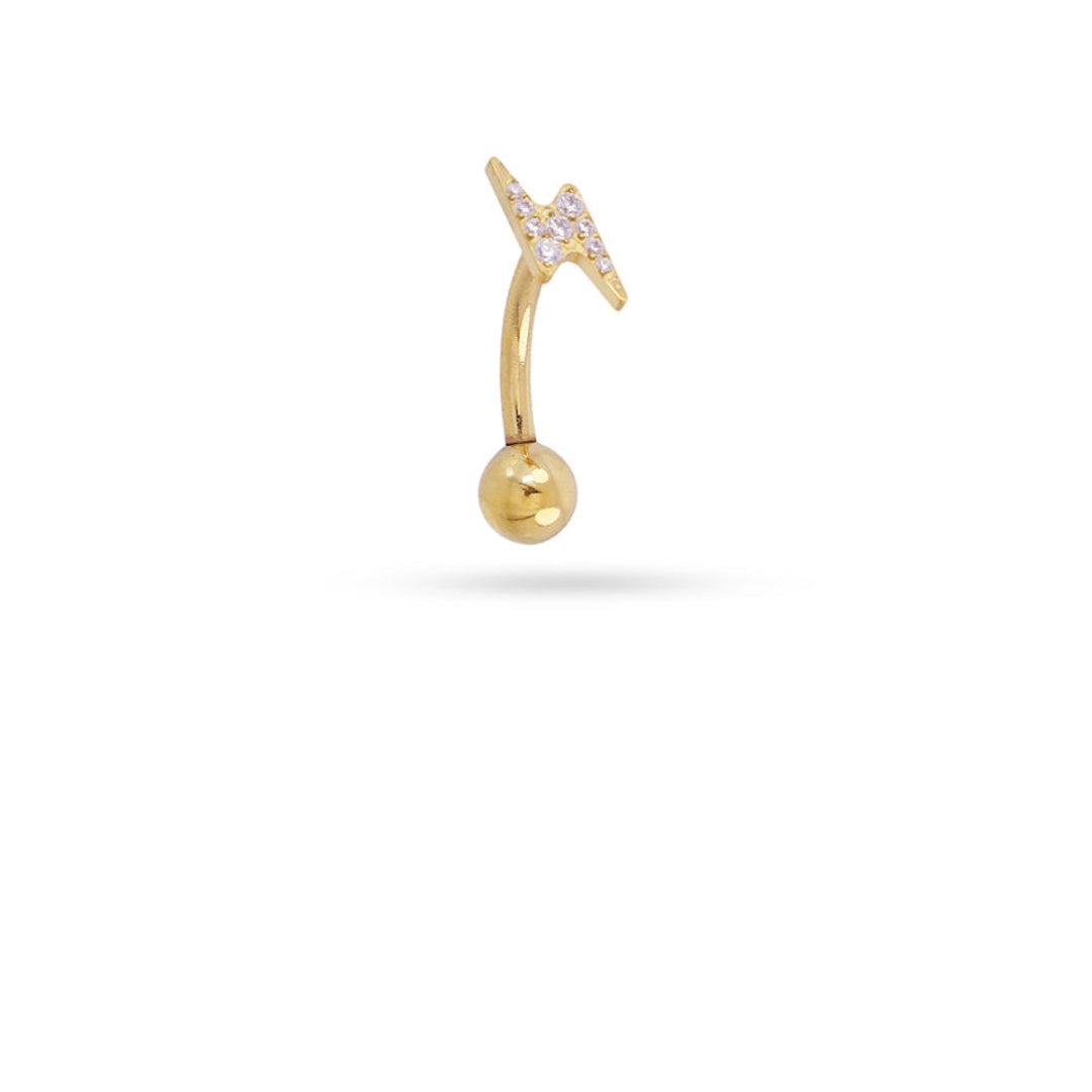 Steel Lightning Bolt Ball Back Belly Button Piercing | Anartxy