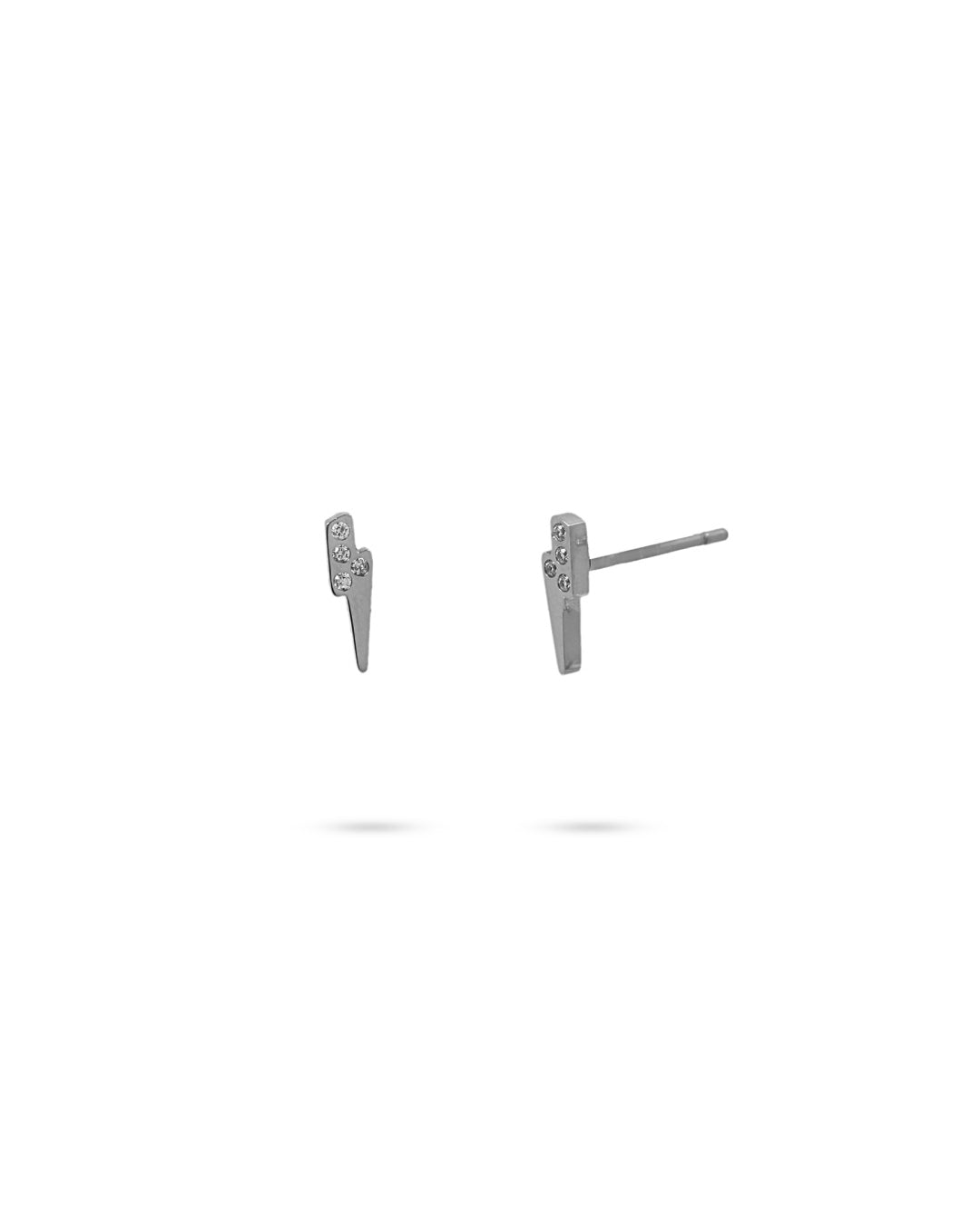 Steel Lightning Bolt Stud Earrings | Anartxy