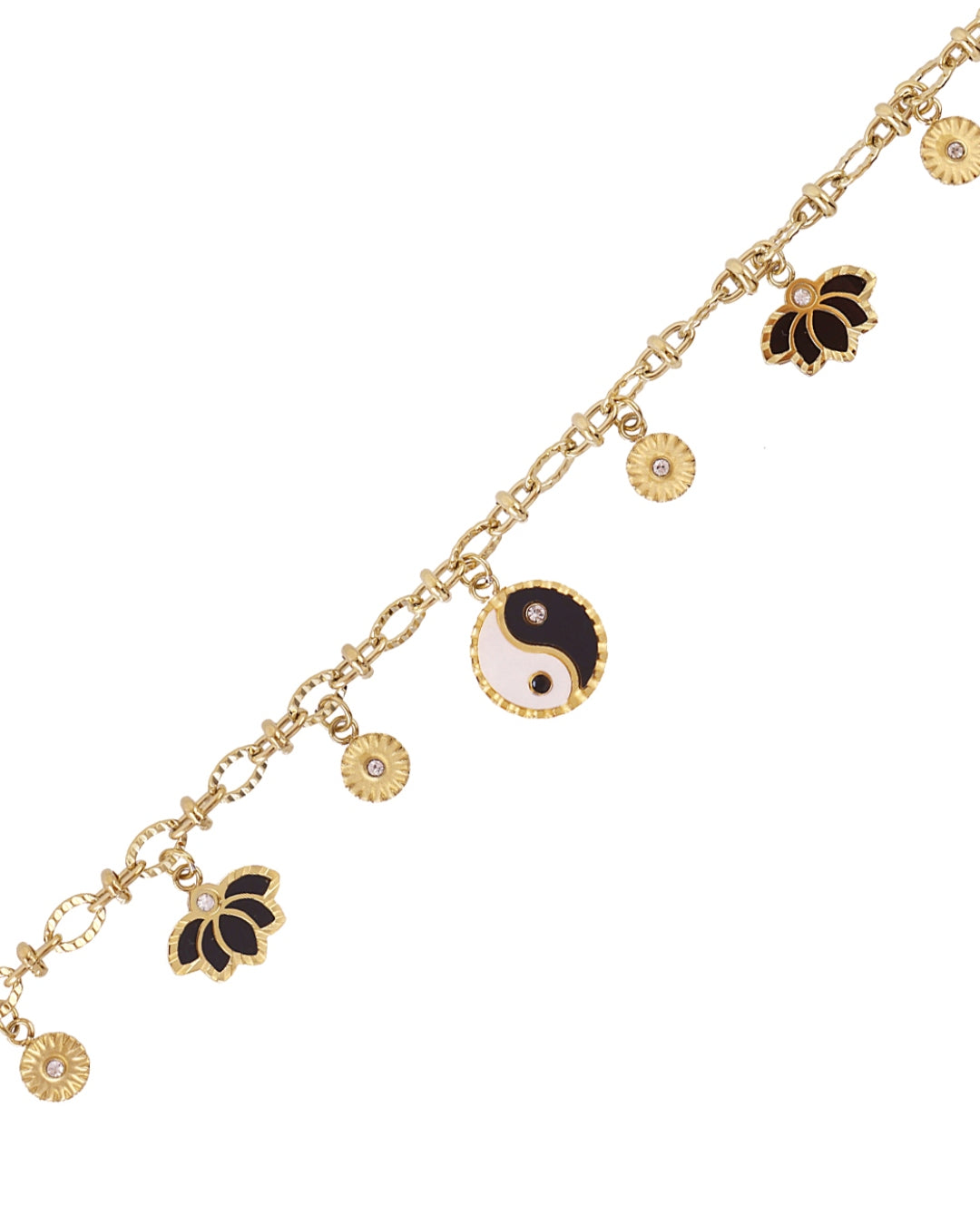 Steel Lotus Yin-Yang Charm Bracelet | Anartxy