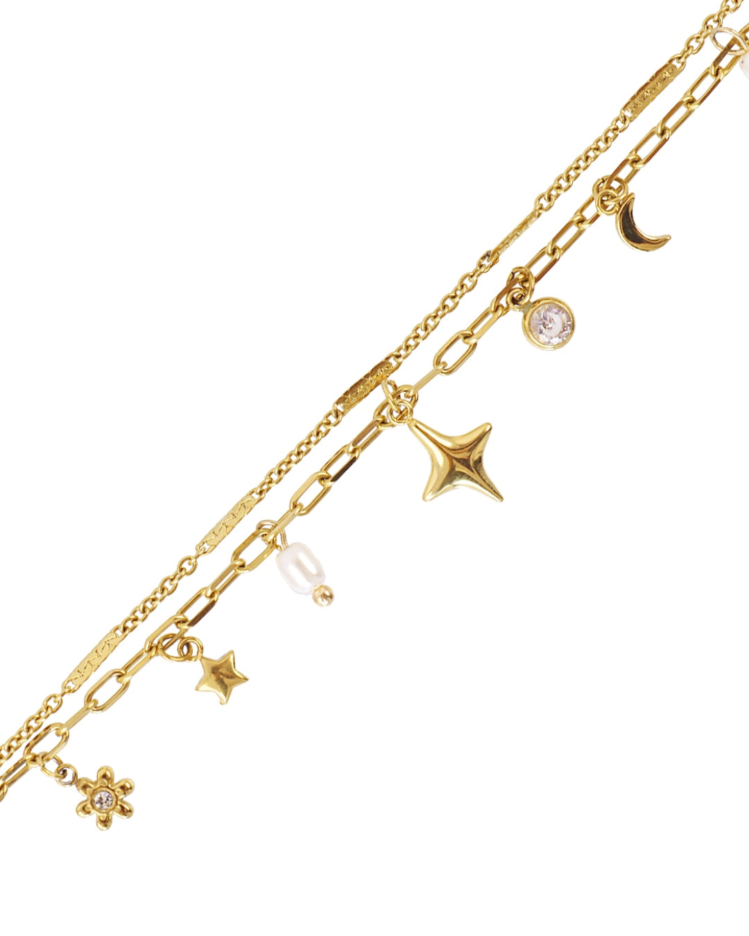 Steel Multi Charm Double Layer Bracelet | Anartxy