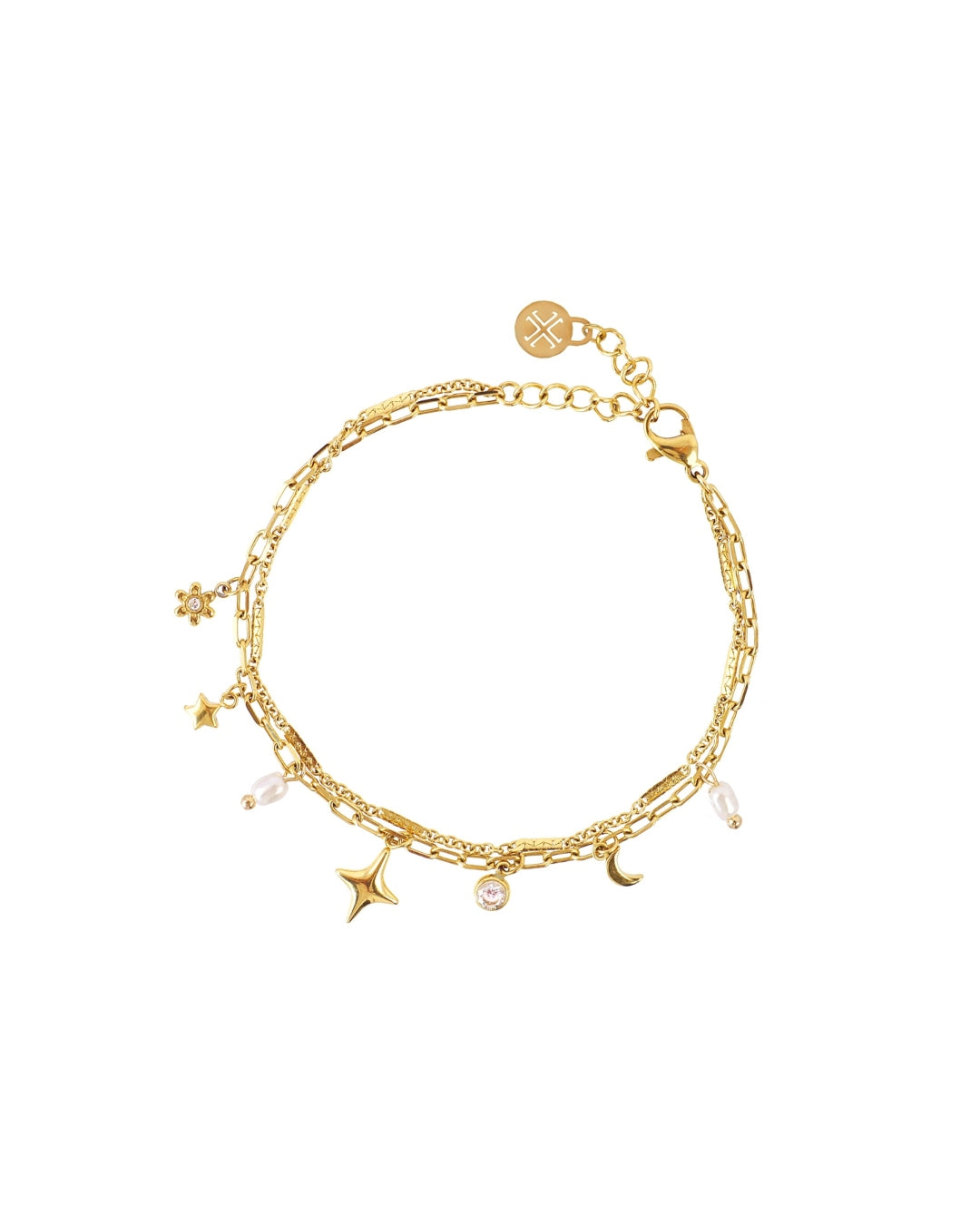 Steel Multi Charm Double Layer Bracelet | Anartxy