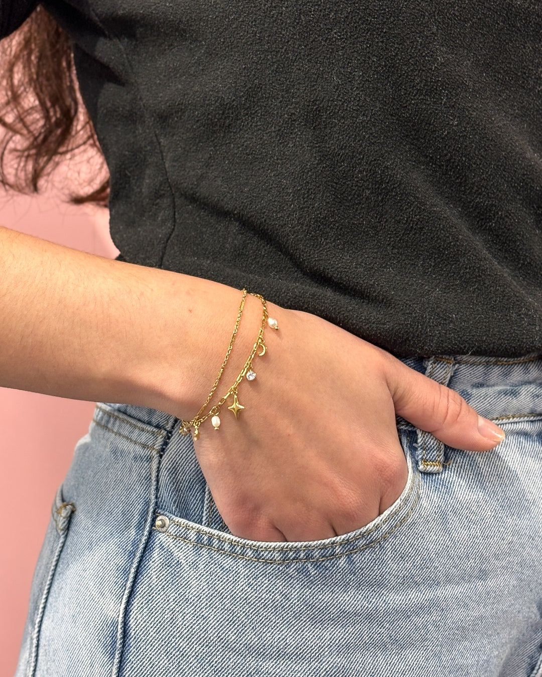 Steel Multi Charm Double Layer Bracelet | Anartxy