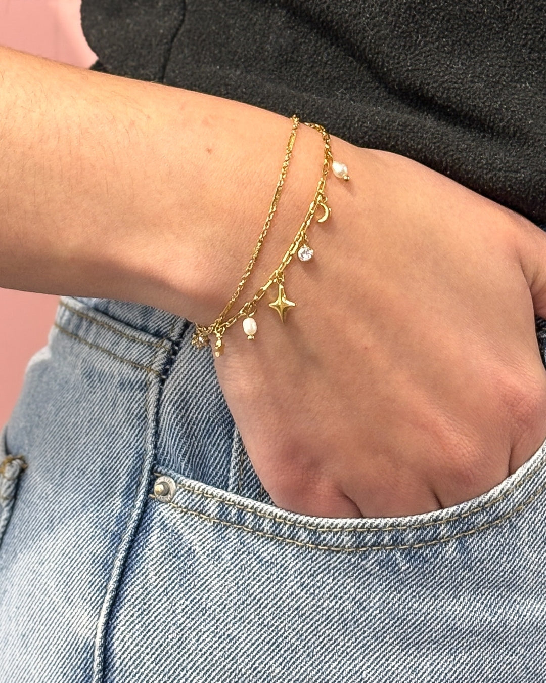 Steel Multi Charm Double Layer Bracelet | Anartxy