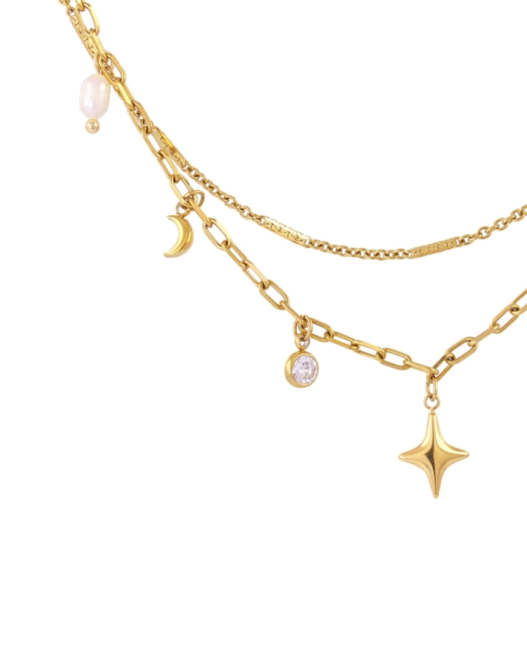 Steel Multi Charm Double Layer Necklace | Anartxy