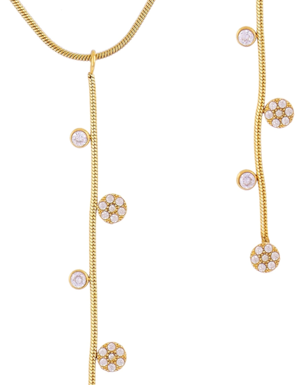 Steel Multi Circle Charm Lariat Necklace | Anartxy
