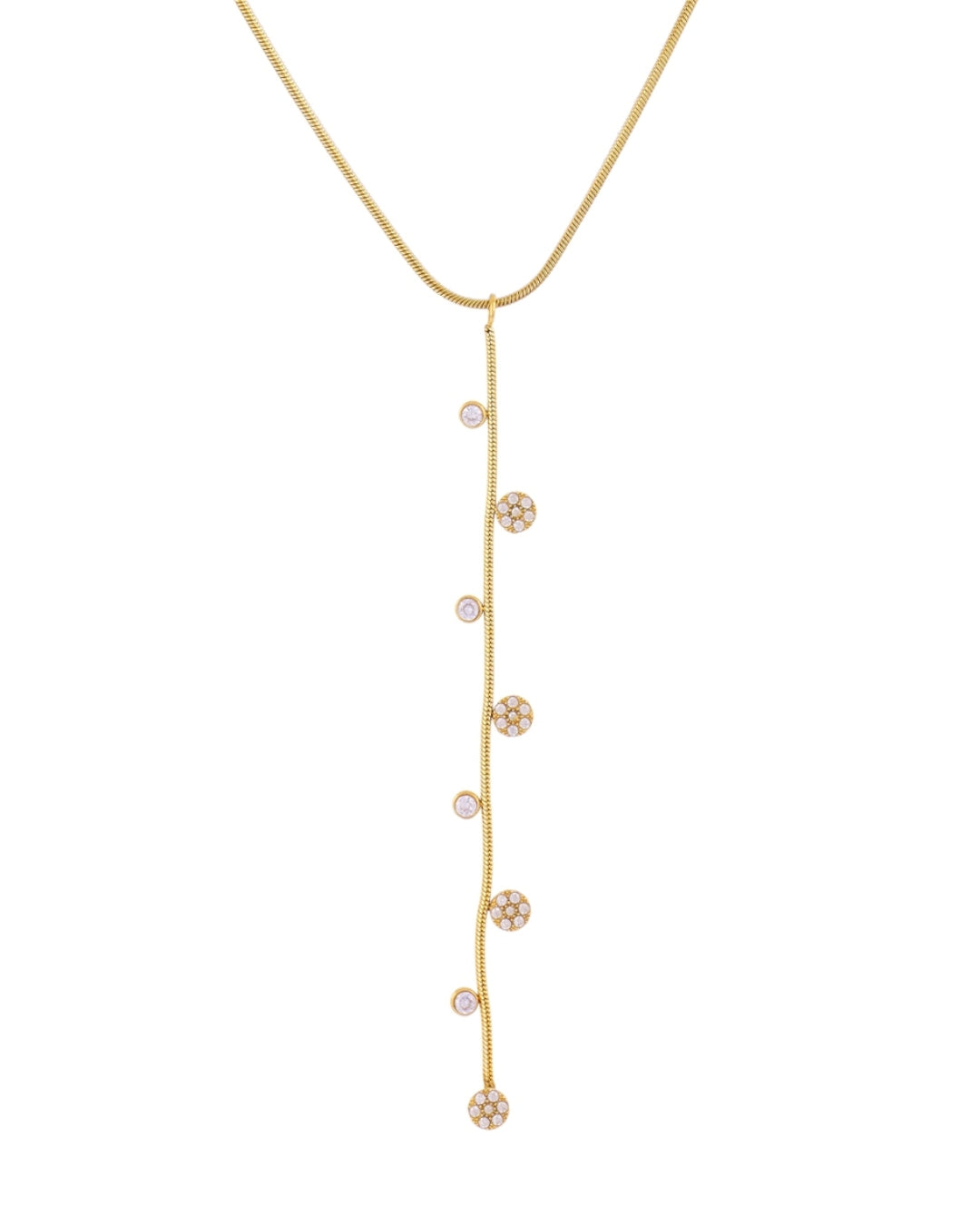 Steel Multi Circle Charm Lariat Necklace | Anartxy