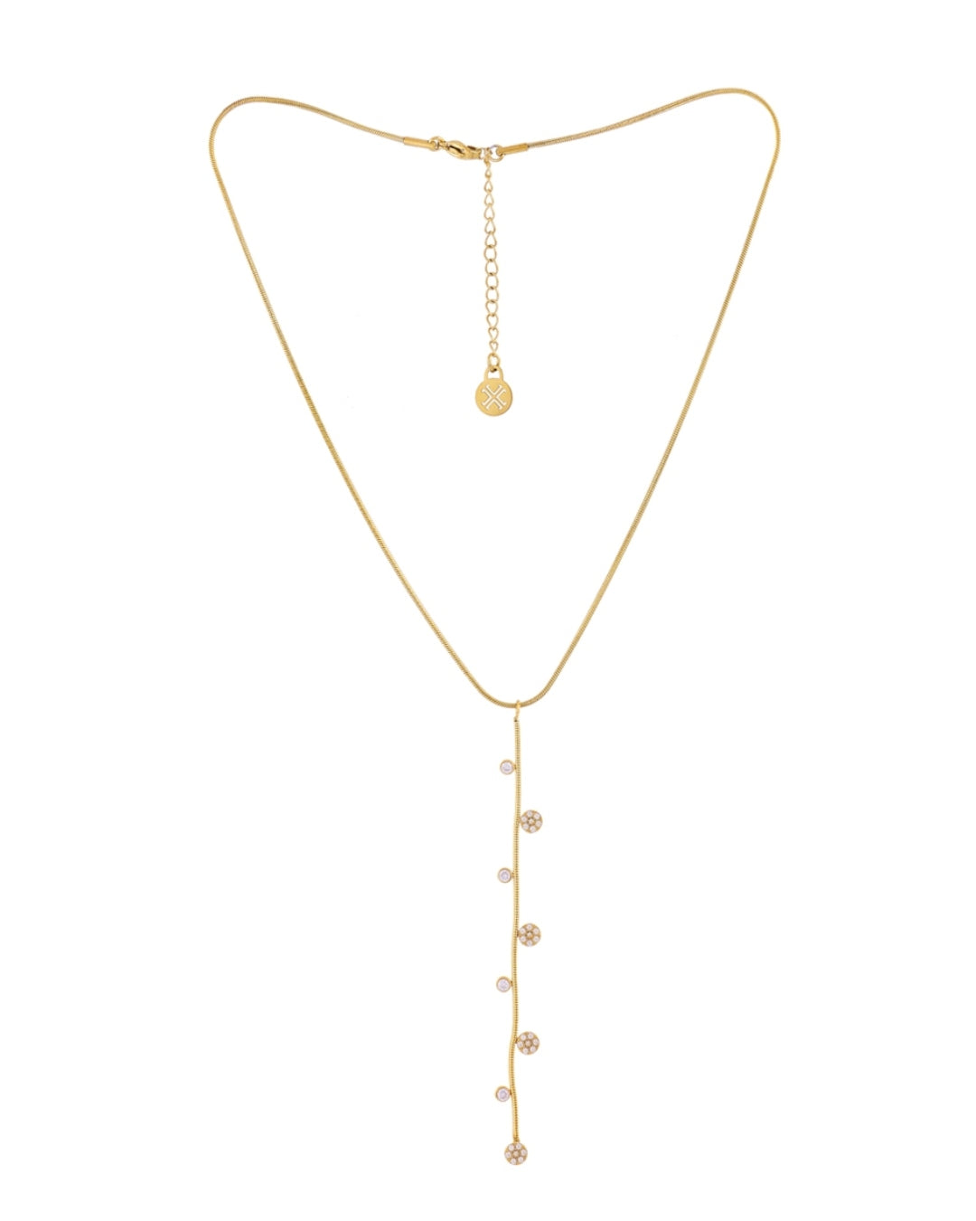 Steel Multi Circle Charm Lariat Necklace | Anartxy