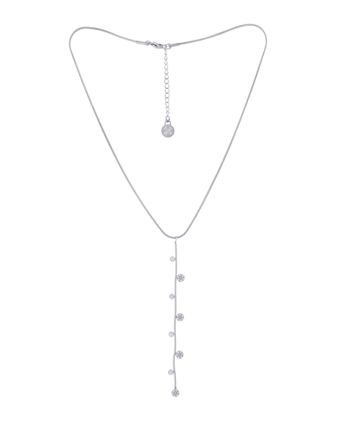 Steel Multi Circle Charm Lariat Necklace | Anartxy