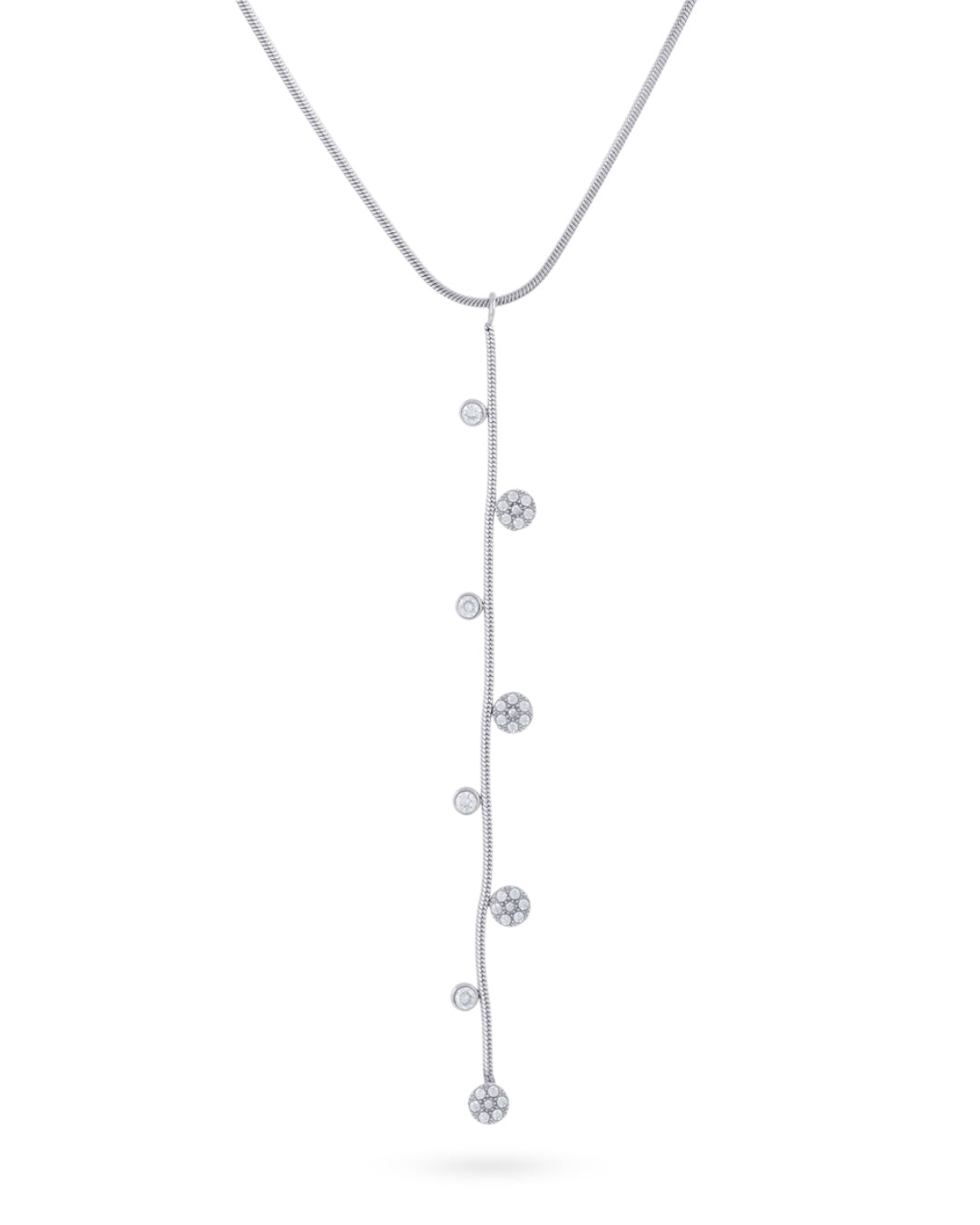 Steel Multi Circle Charm Lariat Necklace | Anartxy