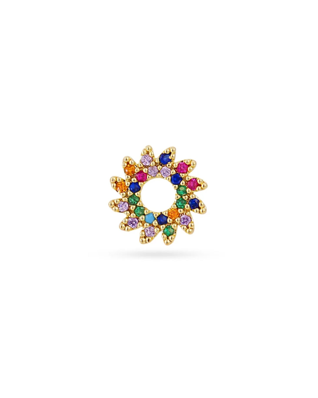 Steel Multi Colour Circle Ball Back Single Stud Earring | Anartxy