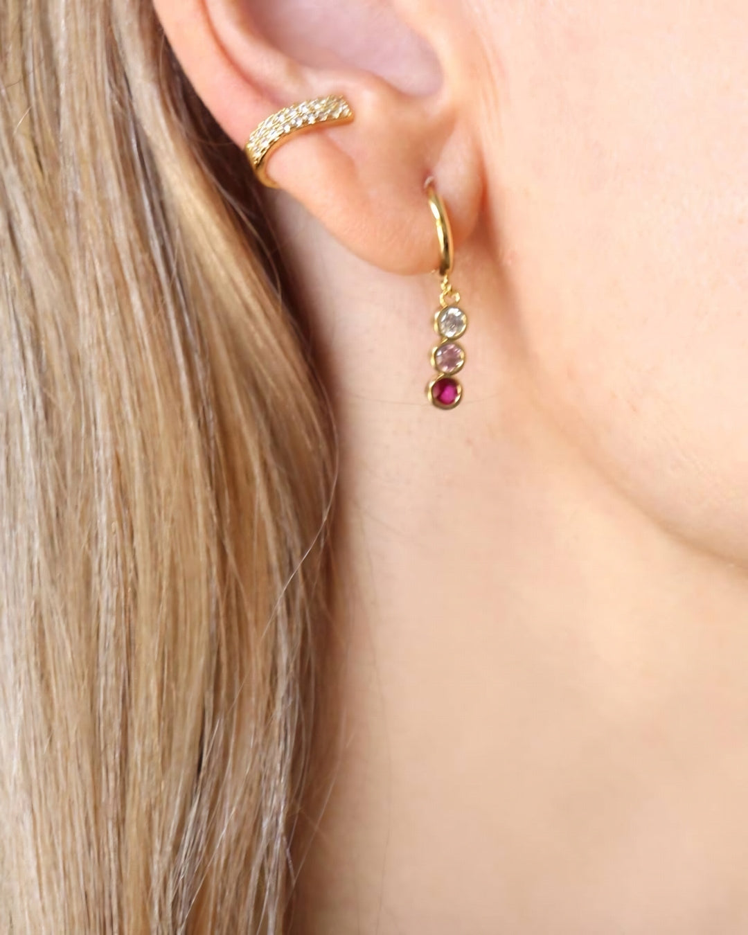 Steel Multi Stone Drop Charm Earrings | Anartxy