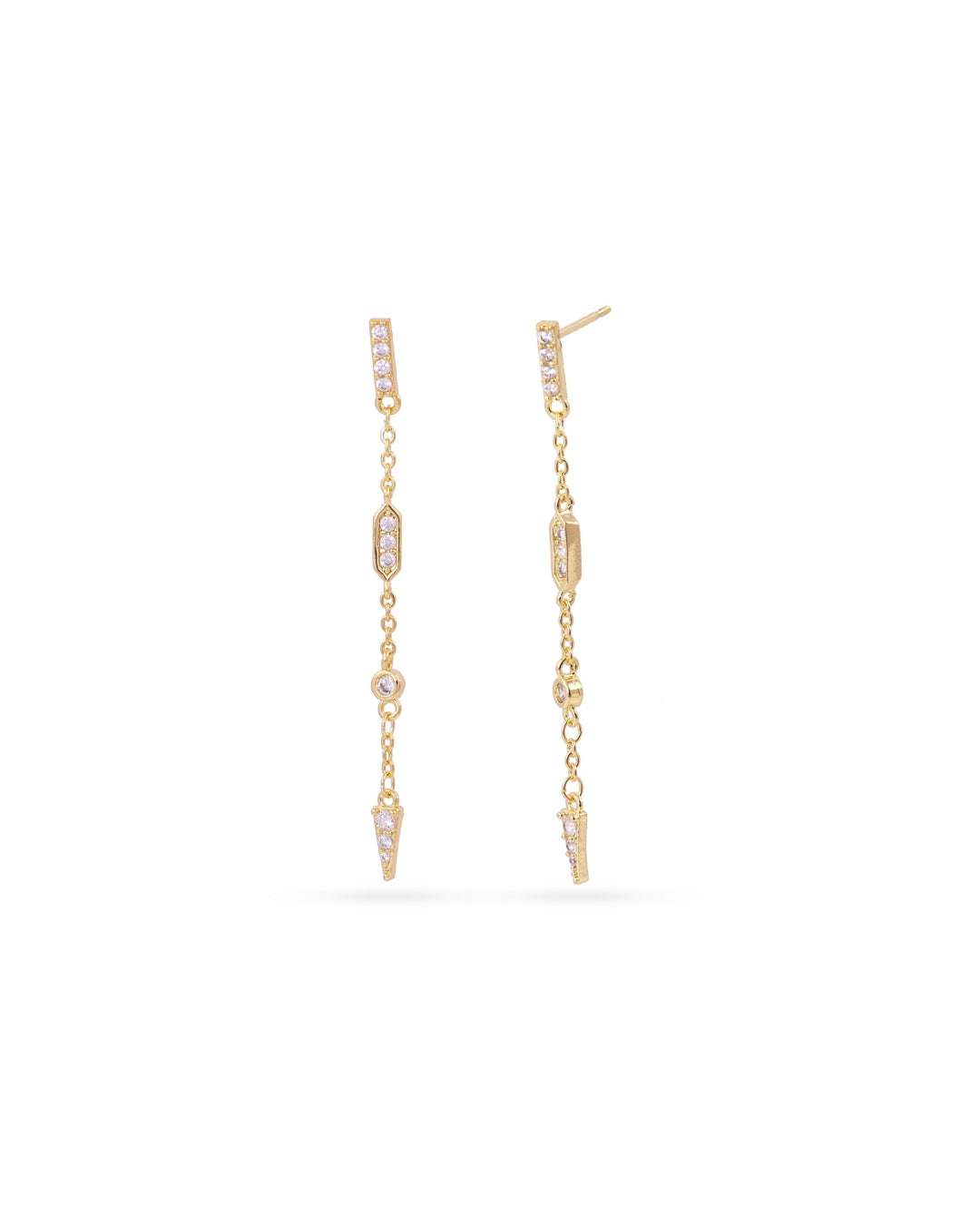 Steel Multi Stone Drop Stud Earrings | Anartxy