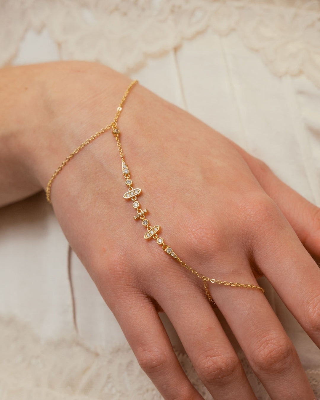 Steel Multi Stone Hand Chain Bracelet | Anartxy