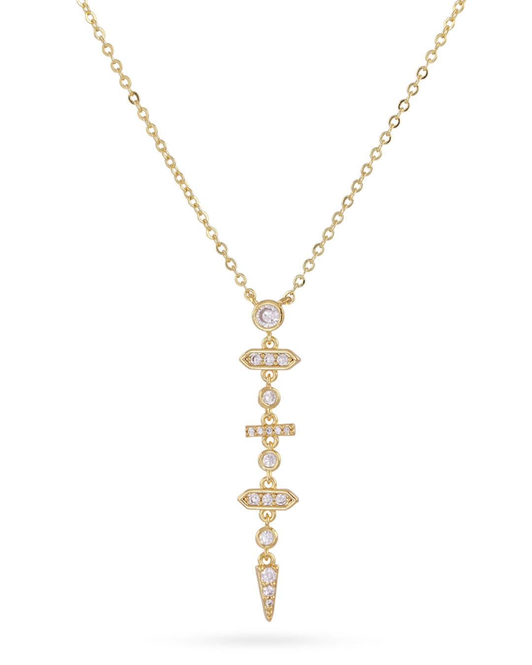 Steel Multi Stone Lariat Necklace | Anartxy