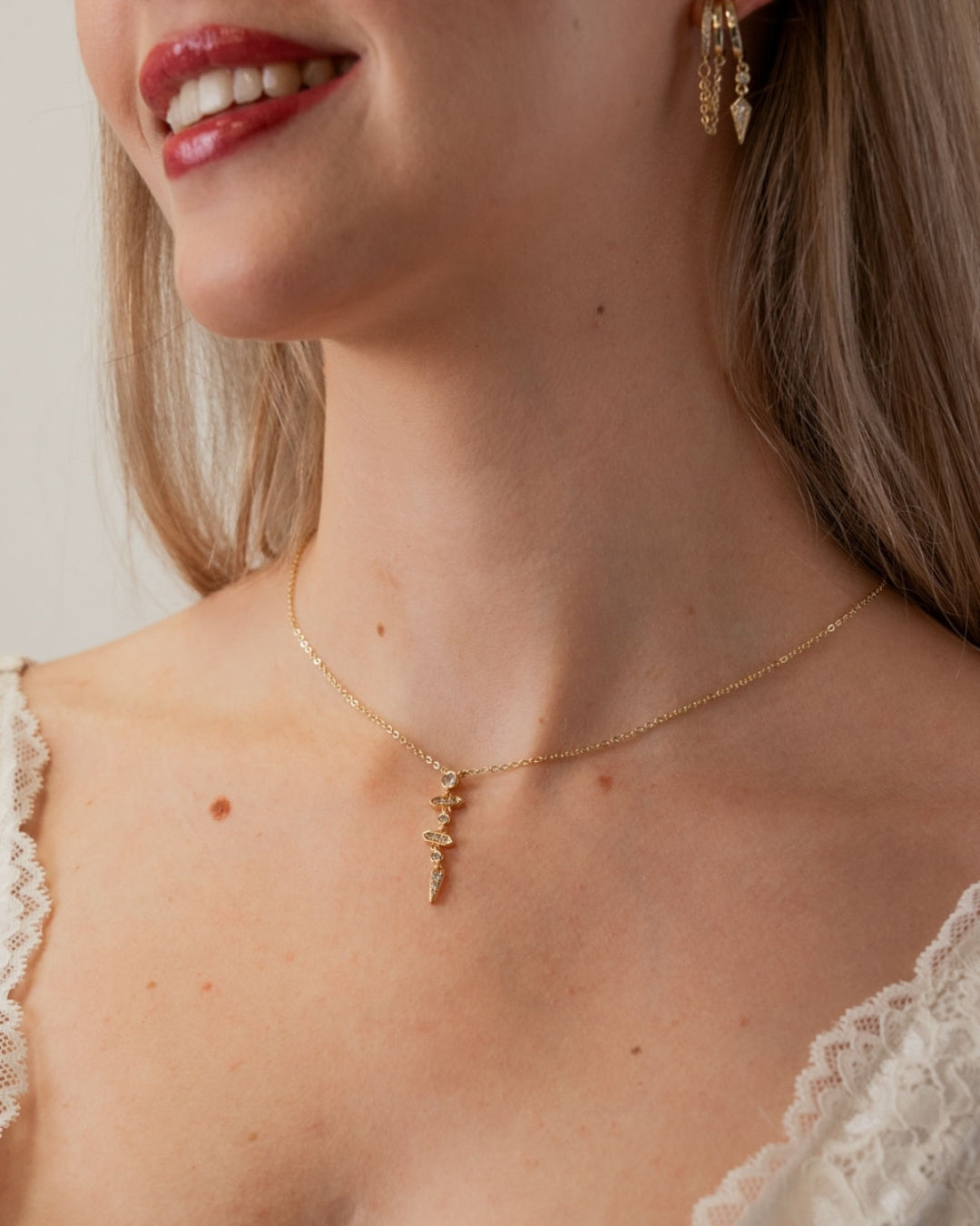 Steel Multi Stone Lariat Necklace | Anartxy