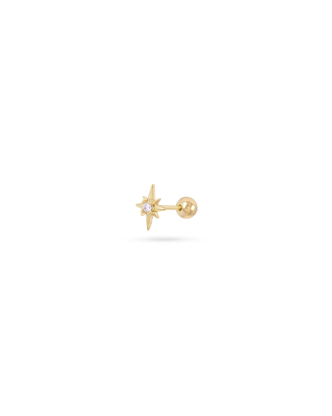 Steel North Star Ball Back Single Stud Earring | Anartxy