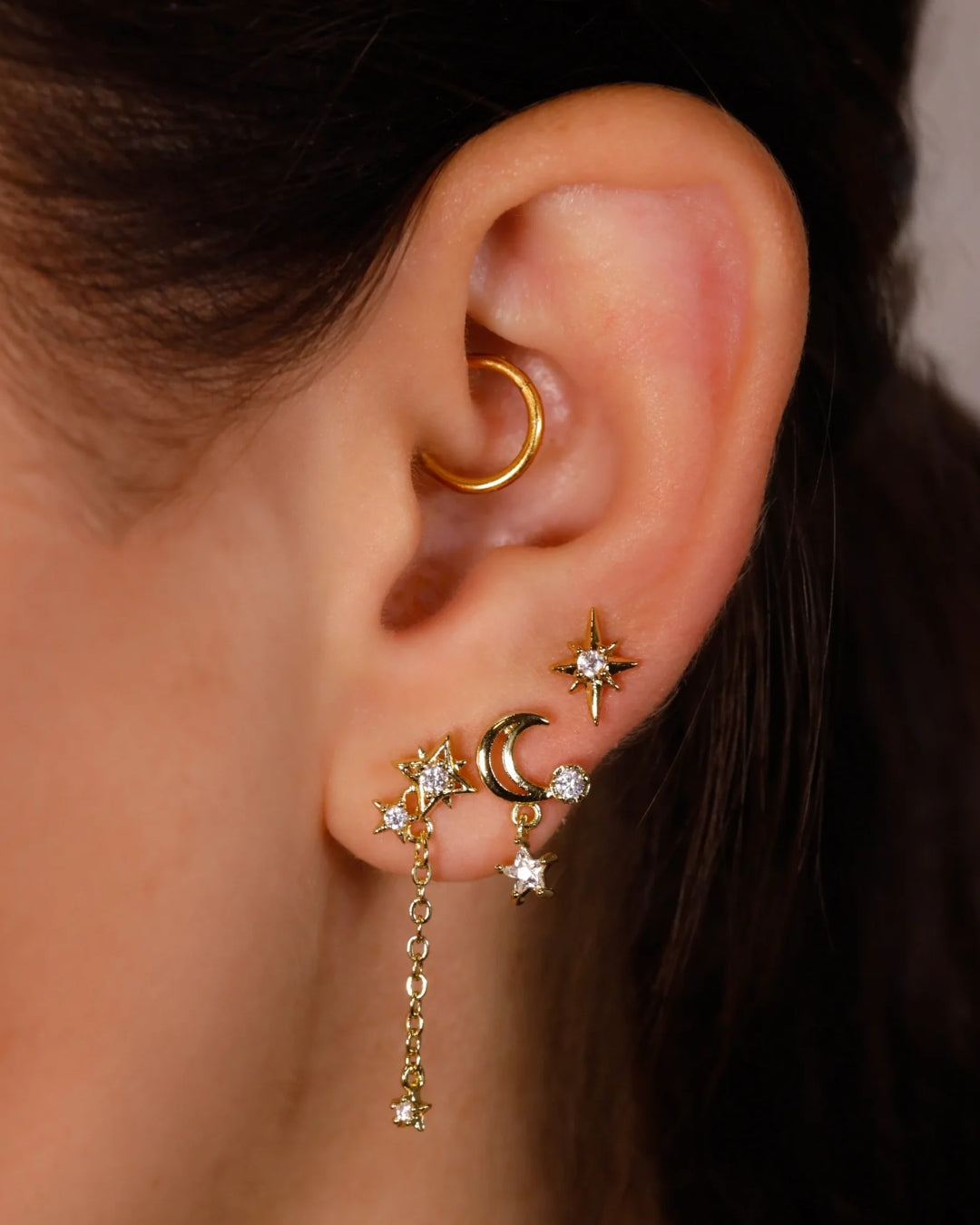 Steel North Star Ball Back Single Stud Earring | Anartxy