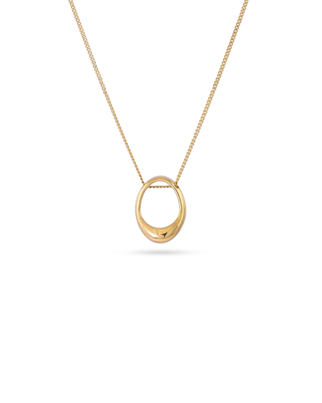 Steel Oval Cut-Out Pendant Necklace | Anartxy