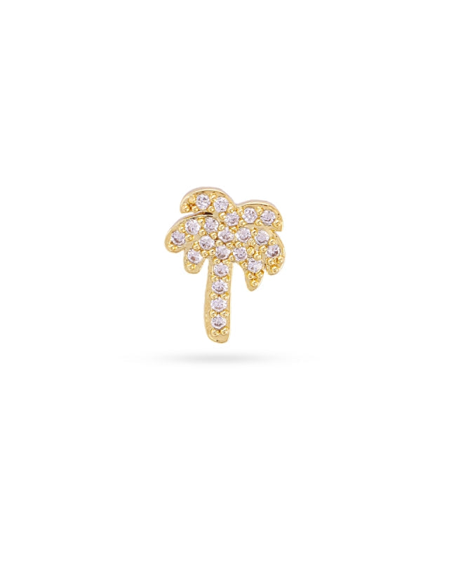 Steel Palm Tree Ball Back Single Stud Earring | Anartxy