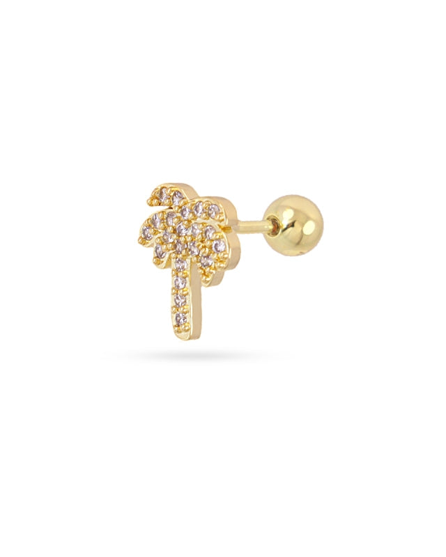 Steel Palm Tree Ball Back Single Stud Earring | Anartxy