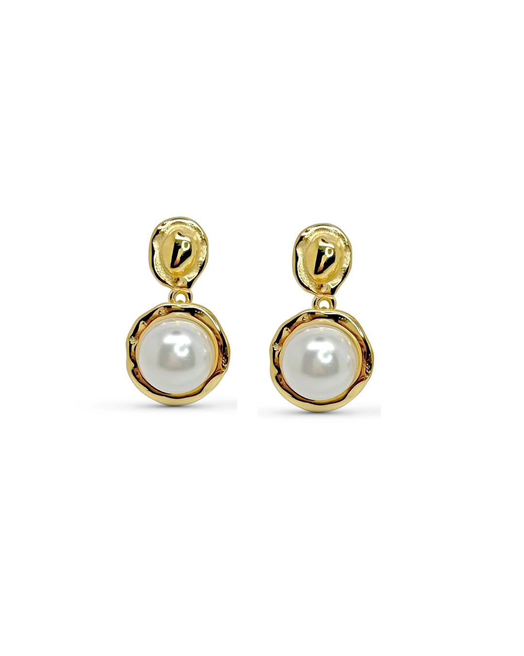 Steel Pearl Drop Stud Earrings | Metz