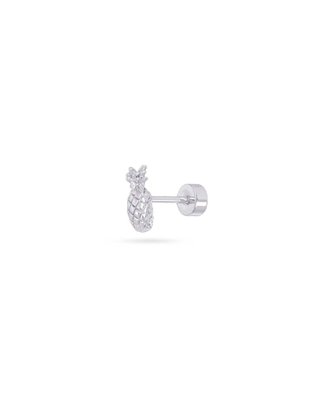 Steel Pineapple Flat Back Single Stud Earring | Anartxy
