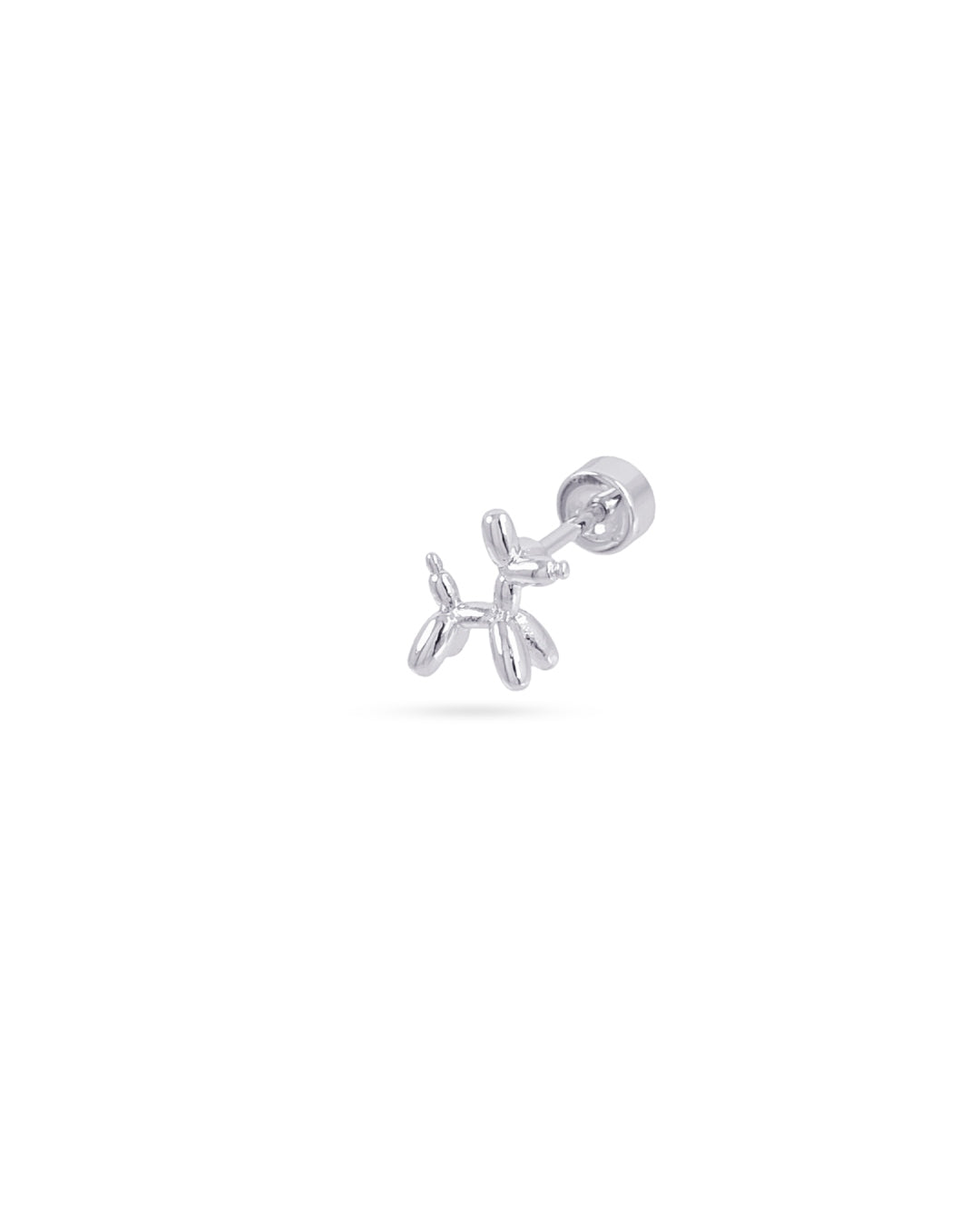 Steel Poodle Flat Back Single Stud Earring | Anartxy