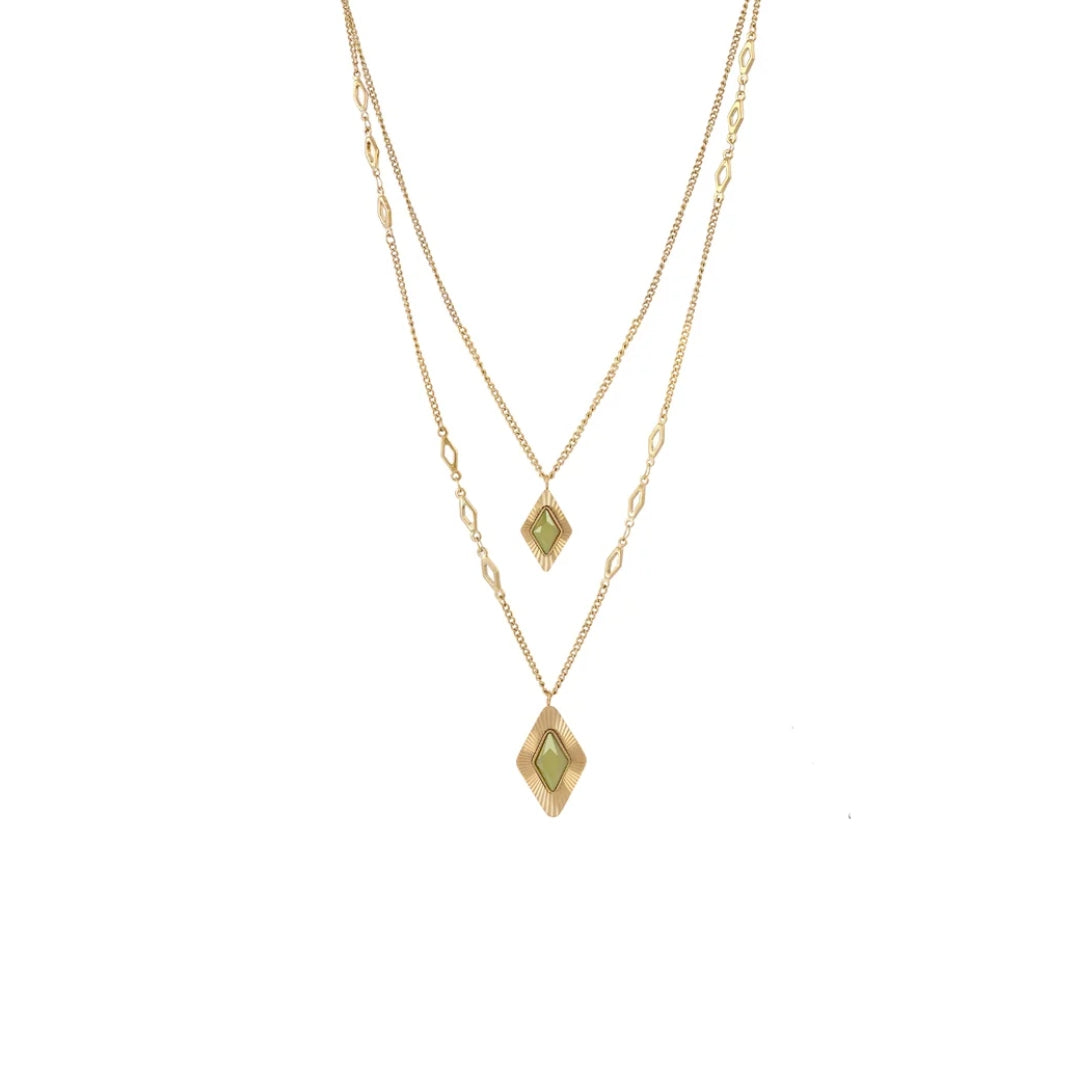 Steel Prisma Double Layer Chain Necklace | Anartxy