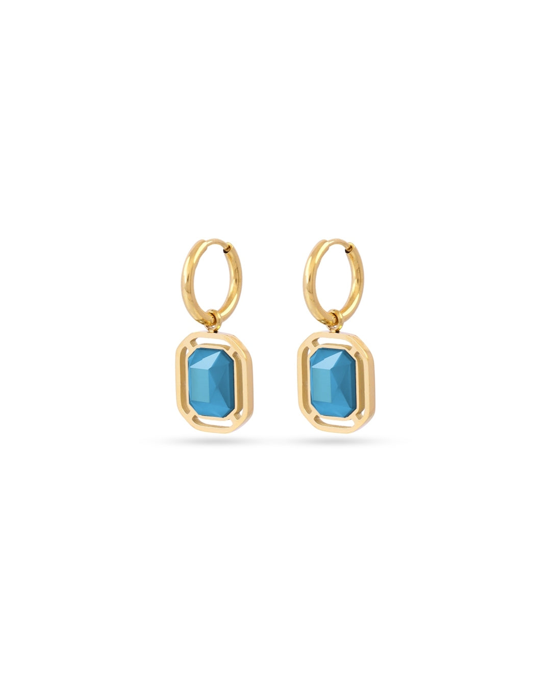 Steel Rectangle Colour Stone Charm Earrings | Anartxy