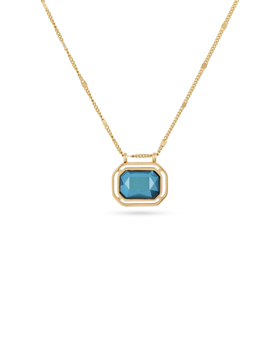 Steel Rectangle Colour Stone Pendant Necklace | Anartxy
