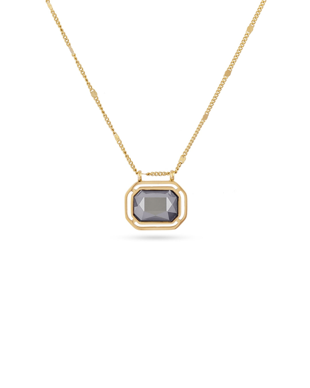 Steel Rectangle Colour Stone Pendant Necklace | Anartxy