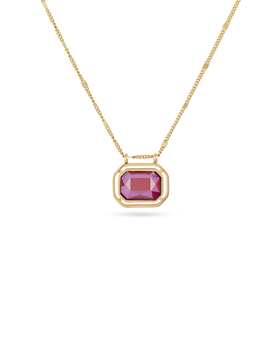 Steel Rectangle Colour Stone Pendant Necklace | Anartxy