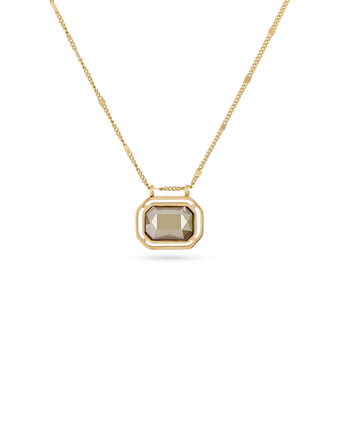 Steel Rectangle Colour Stone Pendant Necklace | Anartxy