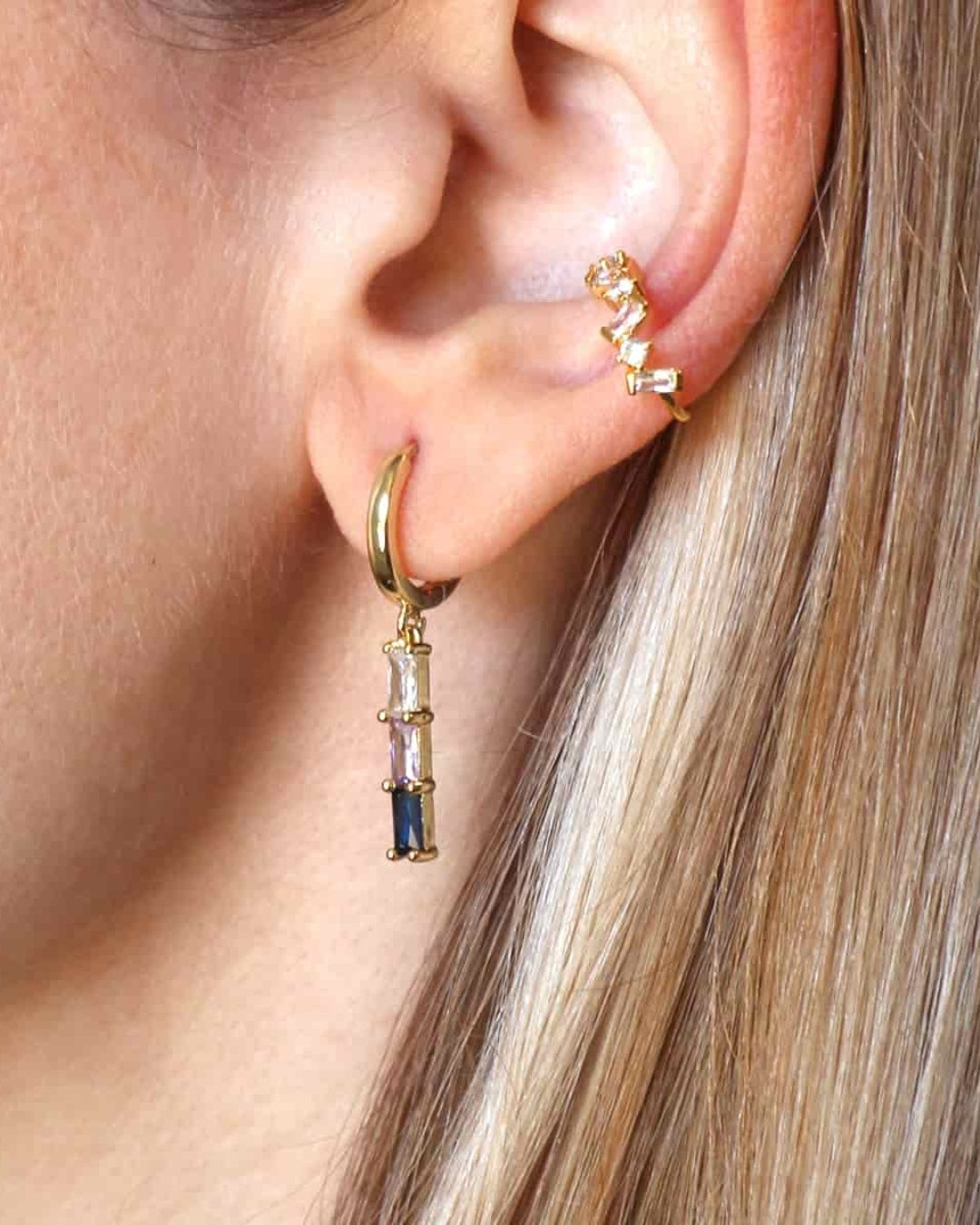 Steel Rectangle Drop Charm Earrings | Anartxy