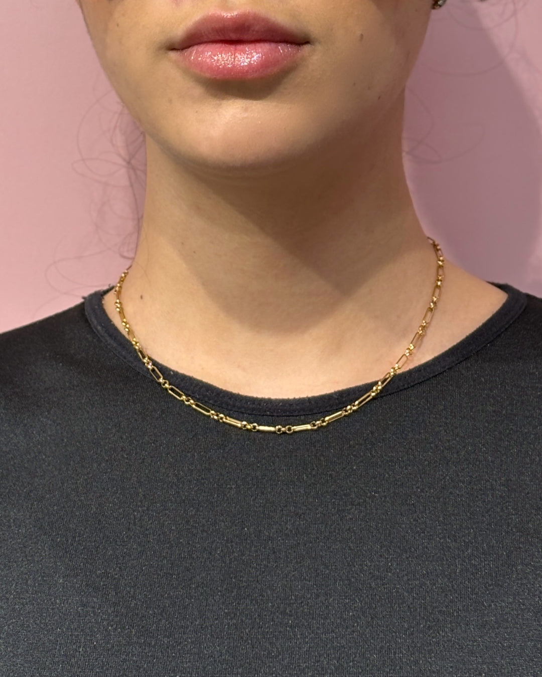 Steel Round Link Figaro Necklace | Anartxy