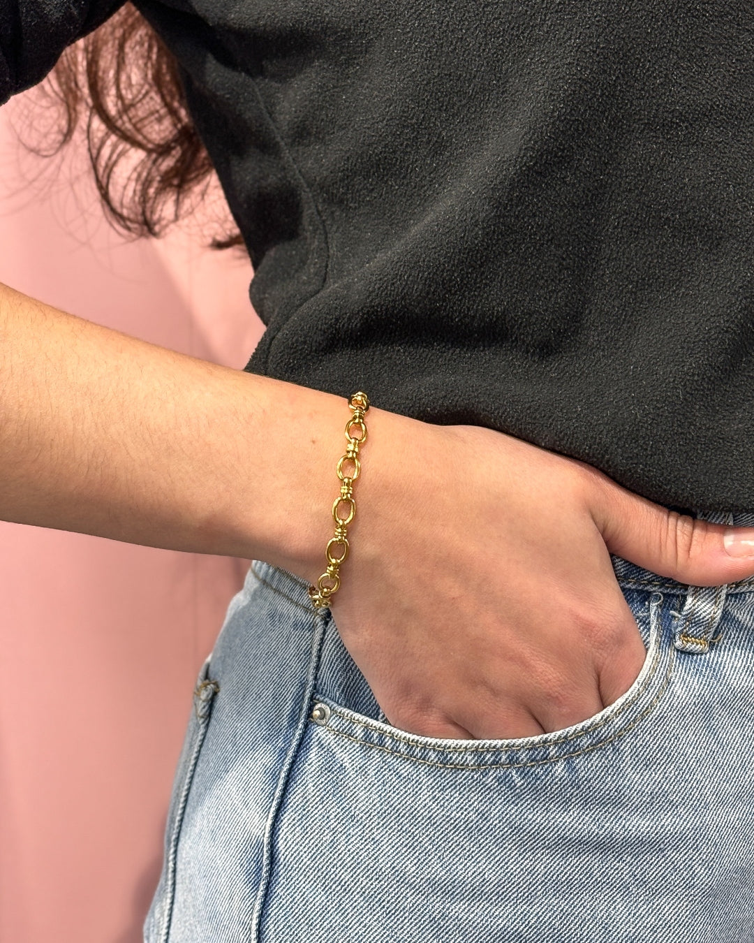 Steel Round Rolo Link Bracelet | Anartxy