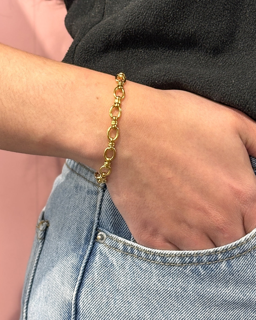 Steel Round Rolo Link Bracelet | Anartxy