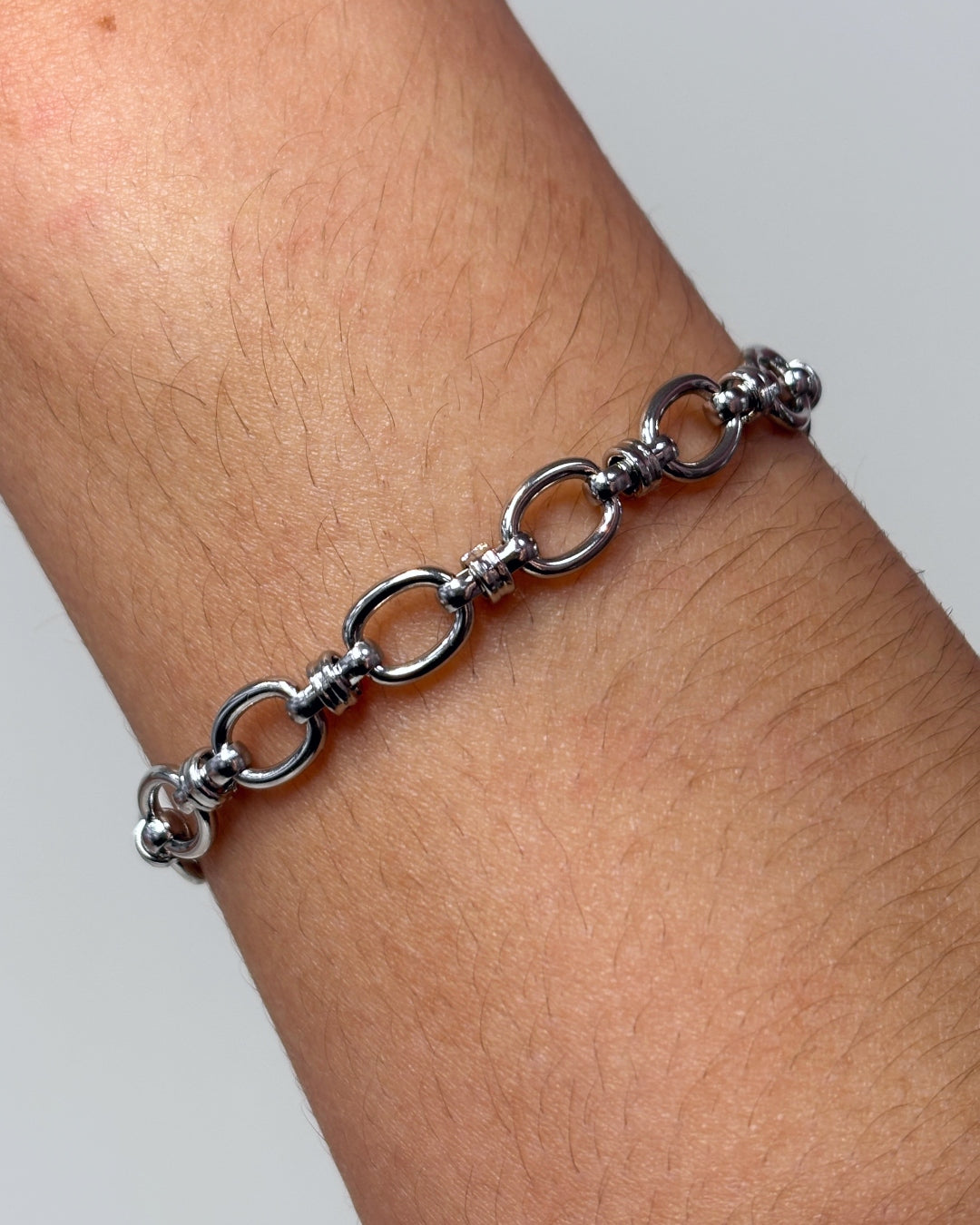 Steel Round Rolo Link Bracelet | Anartxy
