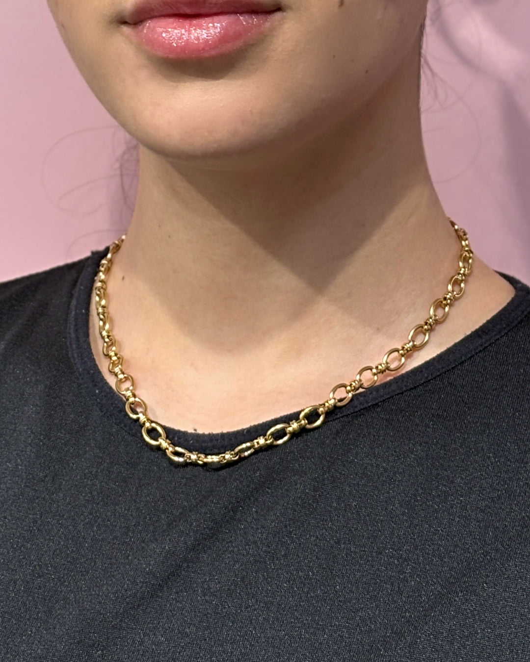 Steel Round Rolo Link Necklace | Anartxy