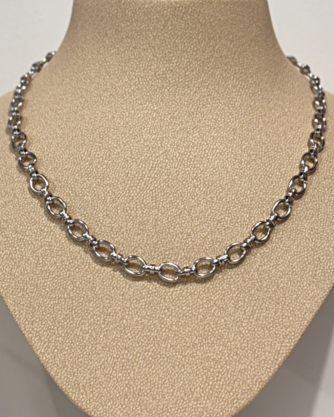 Steel Round Rolo Link Necklace | Anartxy