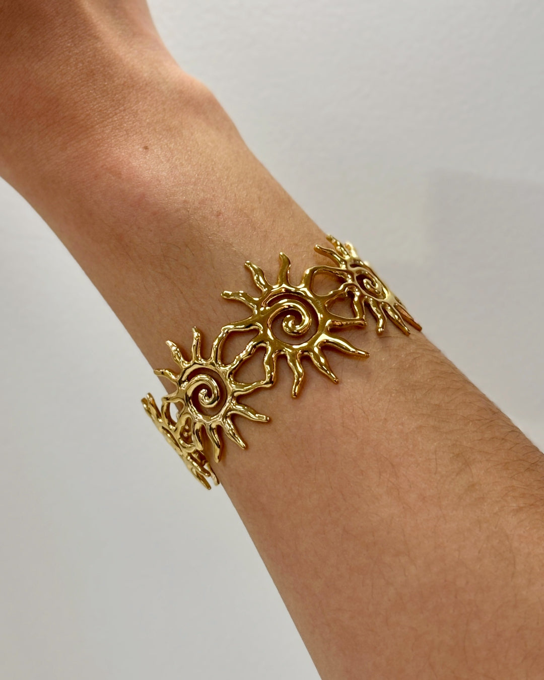 Steel Sun Cuff Bangle Bracelet | Anartxy