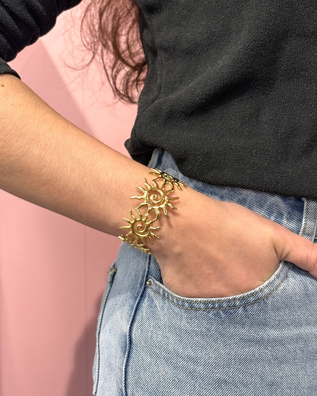 Steel Sun Cuff Bangle Bracelet | Anartxy