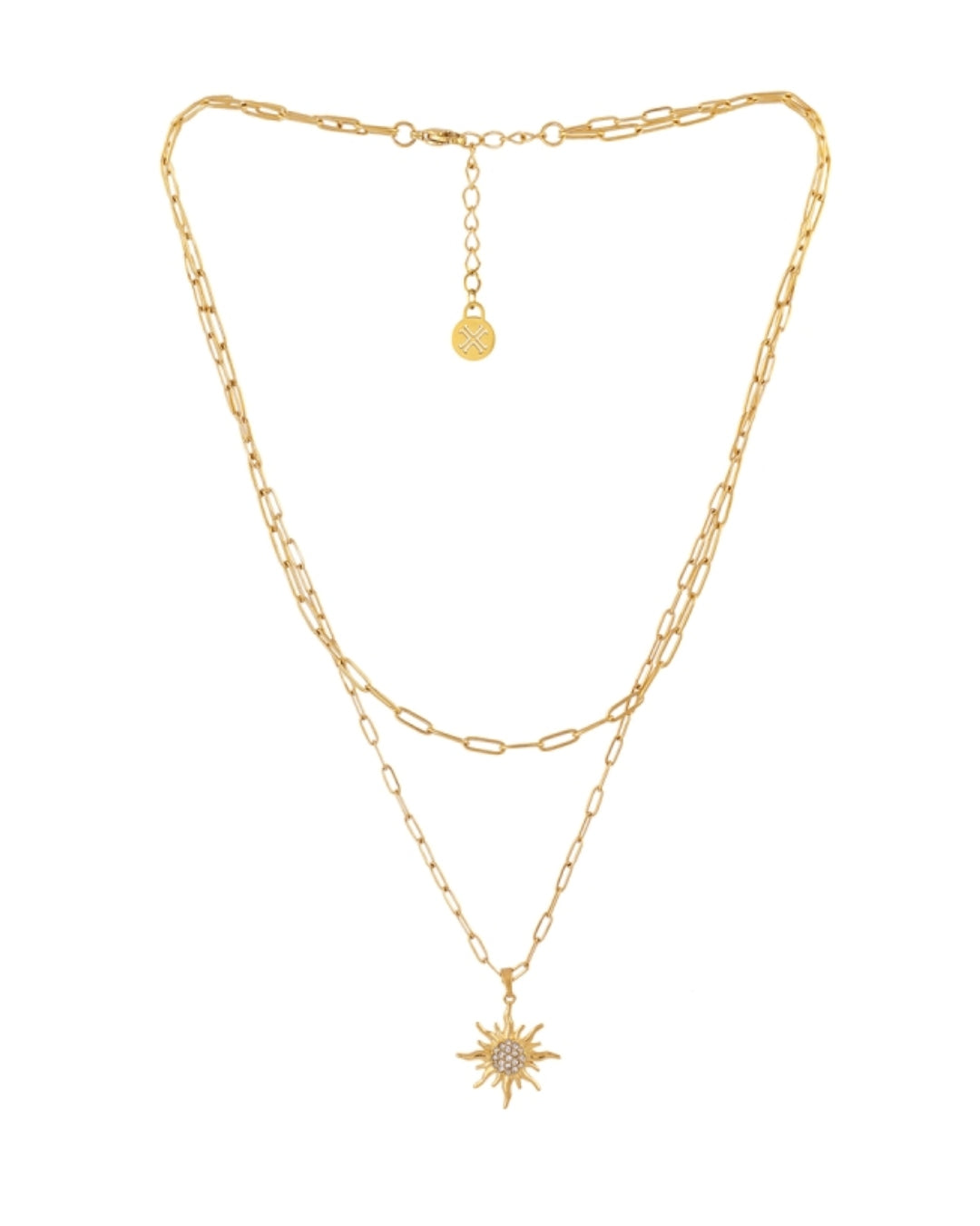 Steel Sun Double Layer Paperclip Necklace | Anartxy