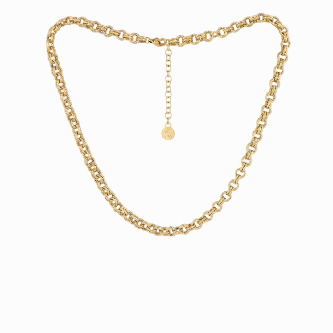 Steel Textured Double Link Chain Necklace | Anartxy
