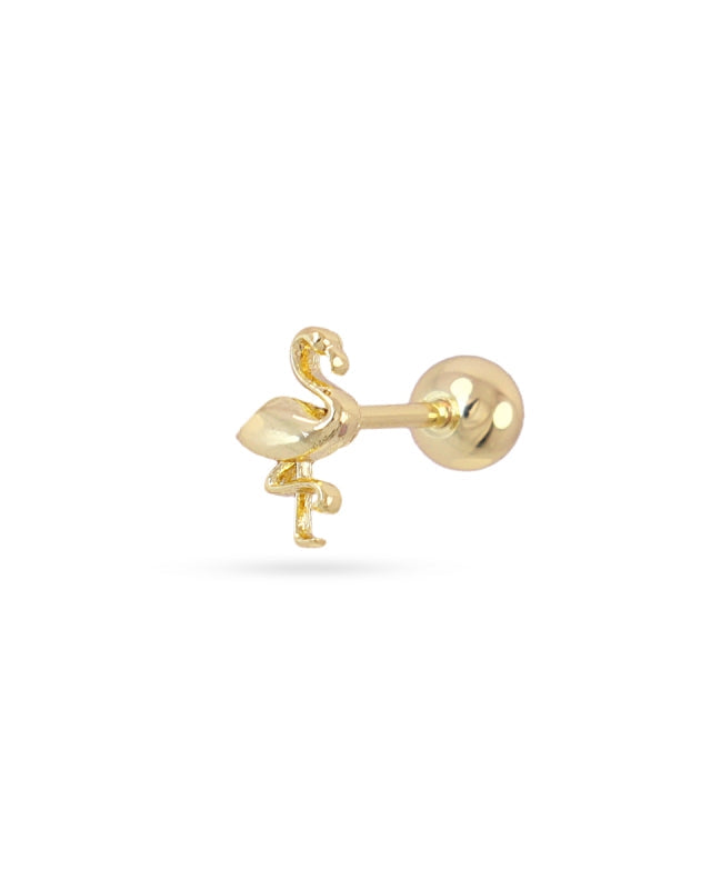 Steel Tiny Flamingo Ball Back Single Stud Earring | Anartxy