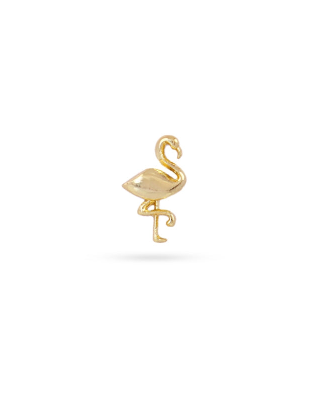 Steel Tiny Flamingo Ball Back Single Stud Earring | Anartxy