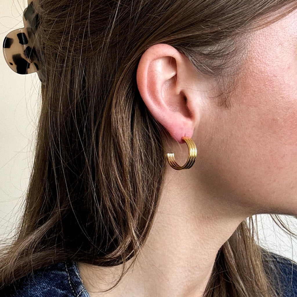 Steel Triple Hoop Earrings | Bea